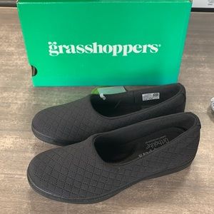 NIB Grasshoppers Lacuna Jersey Quilt Black Slip On